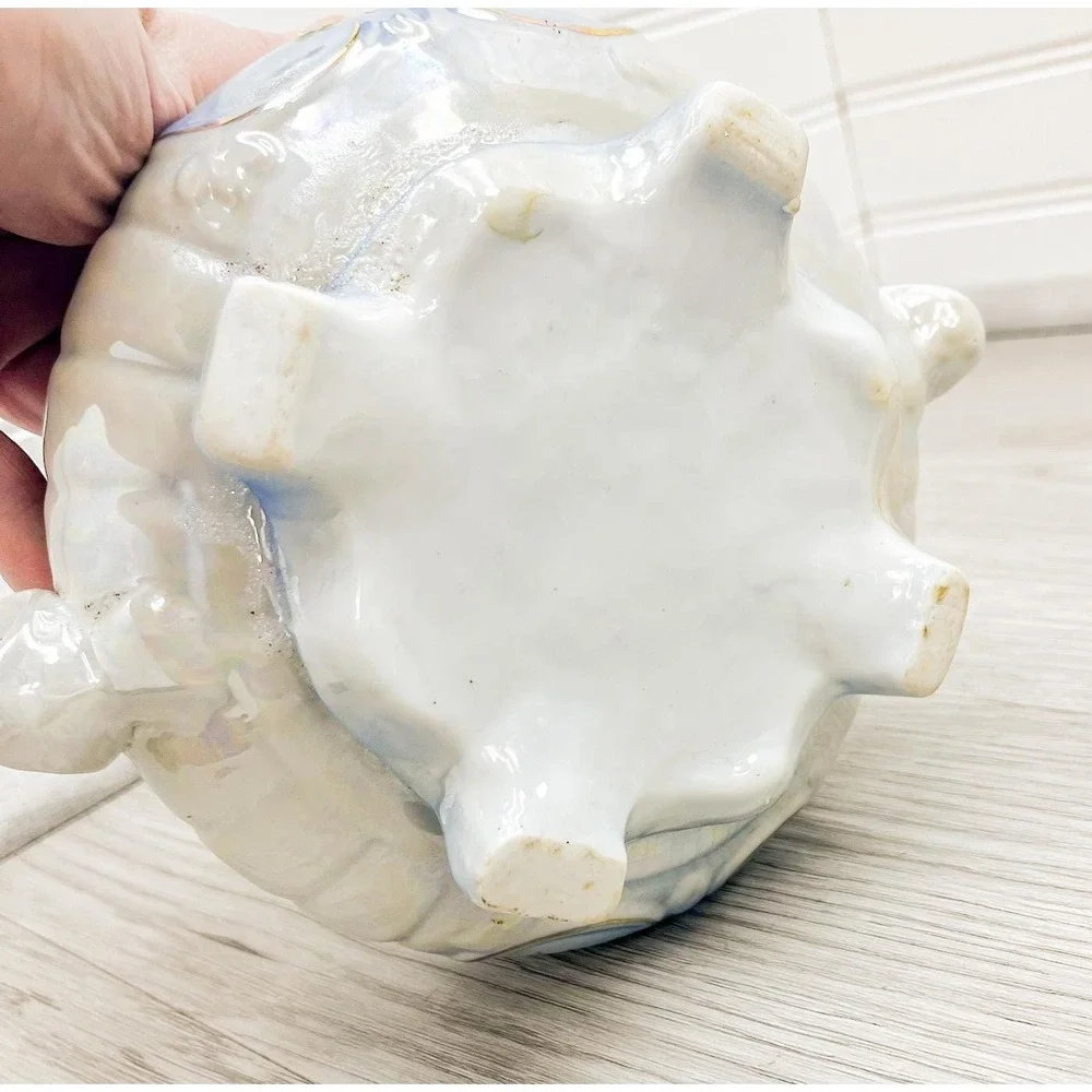 Vintage‎ Lusterware Trinket Jar: Floral Ceramic Biscuit Dish